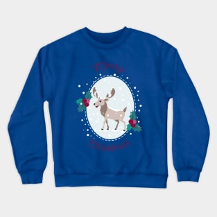 Merry Christmas - Moose and snow Crewneck Sweatshirt